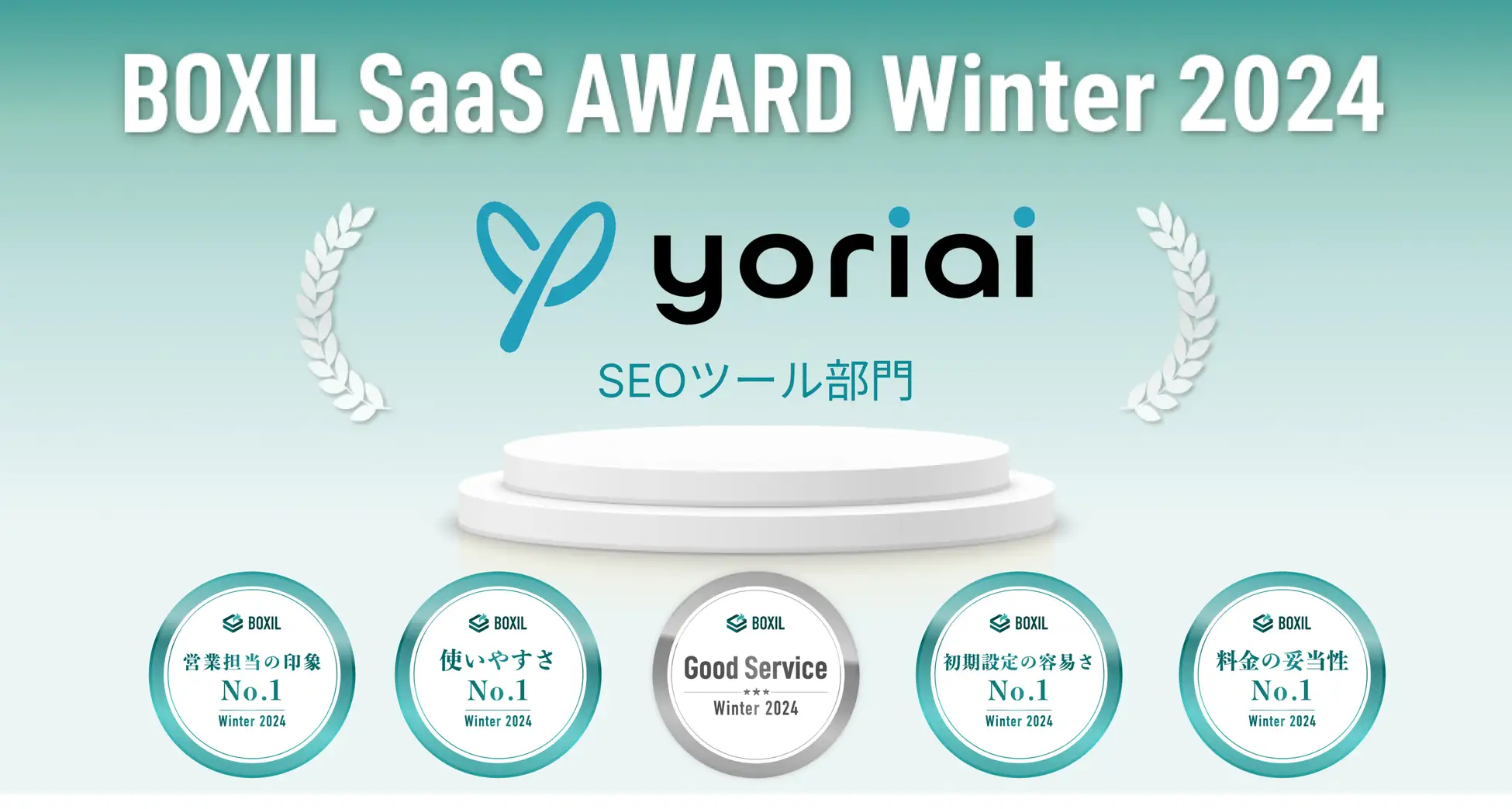 弊社ツール、yoriaiSEOが「BOXIL SaaS AWARD Winter 2024」のSEOツール部門にて5冠受賞